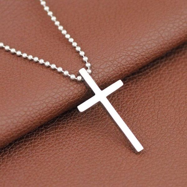 pendant necklaces hand-polished cross necklace with alloy beads chain jesus christ prayer blessing for men and women, Silver 
pendant necklaces hand-polished cross necklace with alloy beads chain jesus christ prayer blessing for men and women, Silver