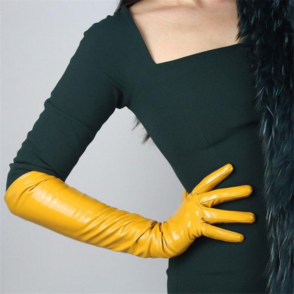 five fingers gloves patent leather long 50cm style emulation pu bright yellow egg yolk ginger female, Blue;gray
five fingers gloves patent leather long 50cm style emulation pu bright yellow egg yolk ginger female, Blue;gray