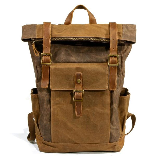 backpack oil wax cloth bag, retro canvas large-capacity travel waterproof men's mountaineering bag
backpack oil wax cloth bag, retro canvas large-capacity travel waterproof men's mountaineering bag