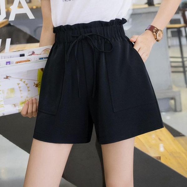 above knee fashion summer home womens short casual solid wide leg loose bow pants high waist stretched capris, White;black
above knee fashion summer home womens short casual solid wide leg loose bow pants high waist stretched capris, White;black