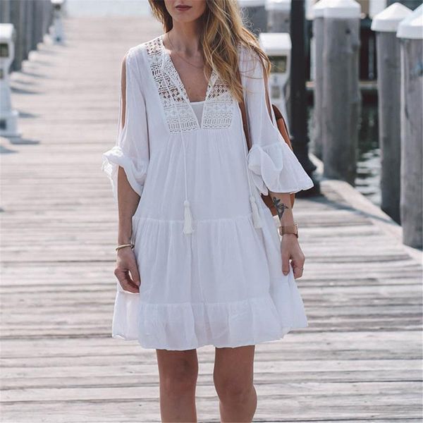 women's swimwear off shoulder pareo beach cover up dress swimsuit cover-ups white rayon ladies robe de plage saida praia, White;black
women's swimwear off shoulder pareo beach cover up dress swimsuit cover-ups white rayon ladies robe de plage saida praia, White;black