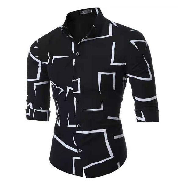 men's casual shirts for men 2021 style fashion designer print long sleeve male streetwear slim brand clothing, White;black
men's casual shirts for men 2021 style fashion designer print long sleeve male streetwear slim brand clothing, White;black