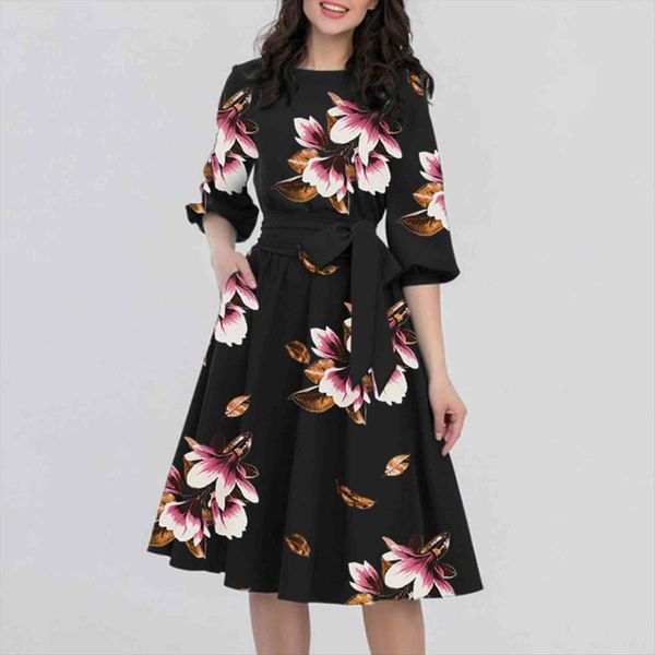 elegant boho vintage floral women dresses printed o neck half sleeve pocket sashes knee length casual a line clothing, Black;gray
elegant boho vintage floral women dresses printed o neck half sleeve pocket sashes knee length casual a line clothing, Black;gray