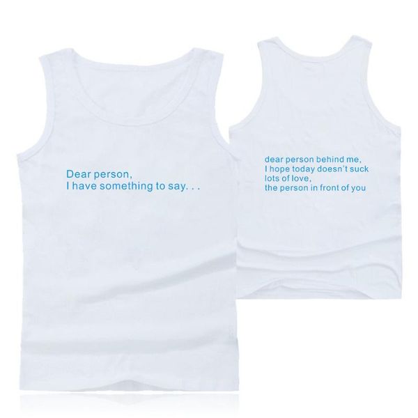men' tank wawni dear person behind me sports vest letter printing clothes 100% polyester fashion fabric unique sleeveless, White;black
men' tank wawni dear person behind me sports vest letter printing clothes 100% polyester fashion fabric unique sleeveless, White;black