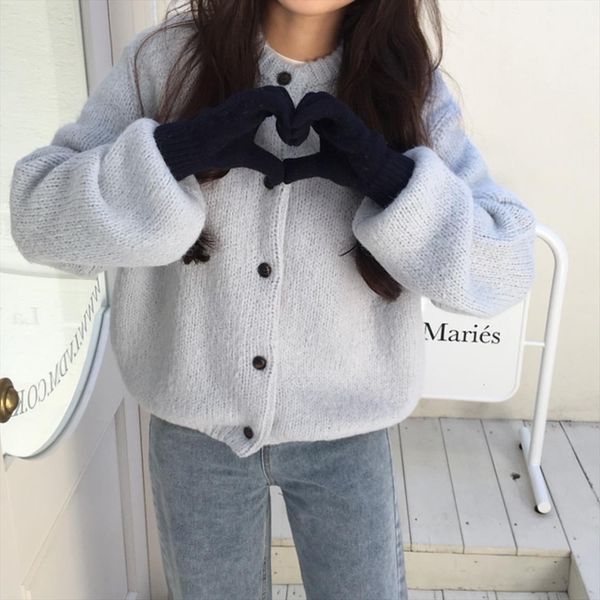 oversize womens autumn winter women sweater vintage buttons o neck cardigans single breasted puff sleeve loose cardigan, White;black
oversize womens autumn winter women sweater vintage buttons o neck cardigans single breasted puff sleeve loose cardigan, White;black