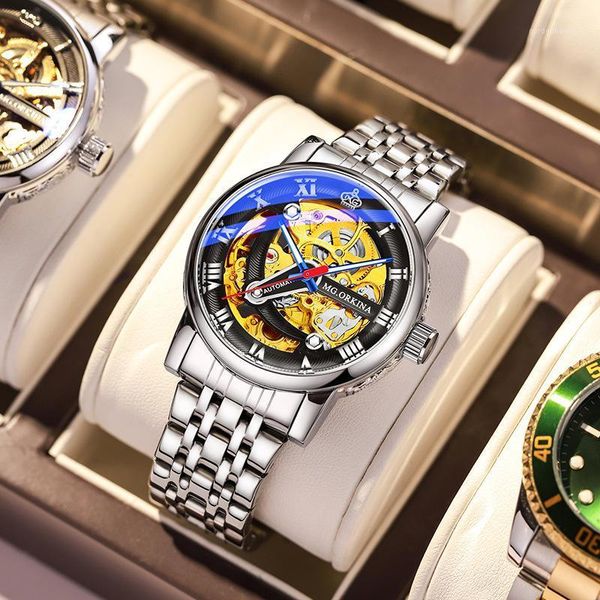 wristwatches mg.orkina watches 2021 men's mechanical watch fully automatic waterproof fashion bottom hollow pointer, Slivery;brown
wristwatches mg.orkina watches 2021 men's mechanical watch fully automatic waterproof fashion bottom hollow pointer, Slivery;brown
