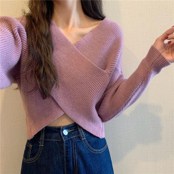 women's sweaters cross v-neck knitted inner bottom shirt spring and autumn purple short sweater design sense of minority long sleeve to, White;black
women's sweaters cross v-neck knitted inner bottom shirt spring and autumn purple short sweater design sense of minority long sleeve to, White;black