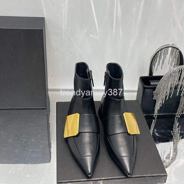 boots summer fashion solid color low heel flat metal pointed head boots temperament women's single, Black
boots summer fashion solid color low heel flat metal pointed head boots temperament women's single, Black