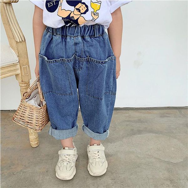 piece spring and autumn teen fashion trend children's clothing jeans slim fit trousers casual pants, Blue 
piece spring and autumn teen fashion trend children's clothing jeans slim fit trousers casual pants, Blue