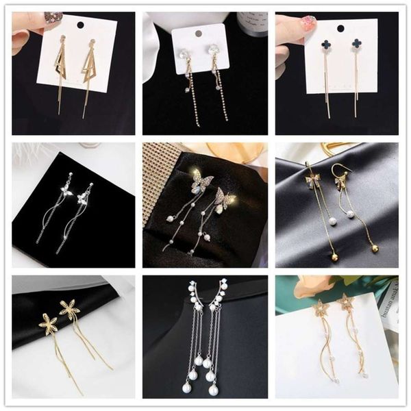 net red new fashion versatile long tassel female s925 silver needle girl stud earrings, Black
net red new fashion versatile long tassel female s925 silver needle girl stud earrings, Black