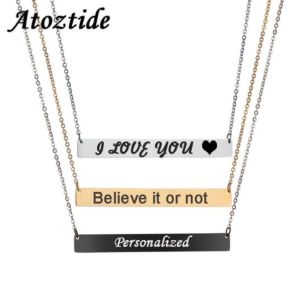 pendant necklaces atoztide name stainless steel bar necklace for women gold chain letters nameplate gift, Silver
pendant necklaces atoztide name stainless steel bar necklace for women gold chain letters nameplate gift, Silver