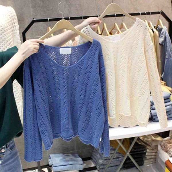 spring sweet hollow out all-match knitwear femme solid o-neck long sleeve woman pullover knitted sweater casual 210514, White;black
spring sweet hollow out all-match knitwear femme solid o-neck long sleeve woman pullover knitted sweater casual 210514, White;black