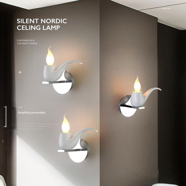 wall lamp creative candal e14 mounted bedroom bedside modern fashion pipe resin decorative