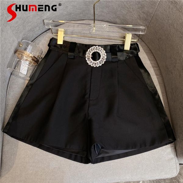 women's pants & capris 2021 summer autumn style pearlescent satin stitching rhinestone belt slimming short suit for women, Black;white
women's pants & capris 2021 summer autumn style pearlescent satin stitching rhinestone belt slimming short suit for women, Black;white