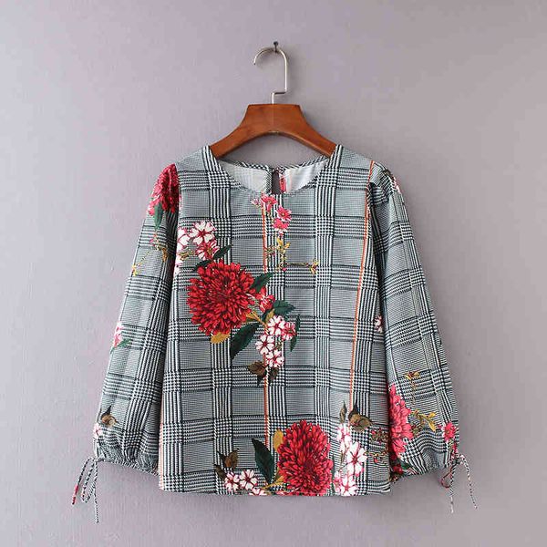 europe fashion women flower printing plaid shirt three quarter sleeve blouse summer lady loose femininas blusas s2962 210430, White
europe fashion women flower printing plaid shirt three quarter sleeve blouse summer lady loose femininas blusas s2962 210430, White