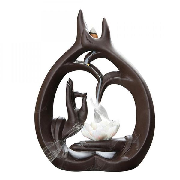 fragrance lamps elegant lotus ceramic buddha's hand backflow incense burner creativity flower stick holder home decor porcelain censer
fragrance lamps elegant lotus ceramic buddha's hand backflow incense burner creativity flower stick holder home decor porcelain censer