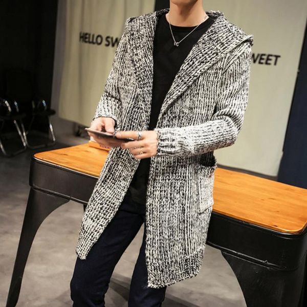 men's sweaters cardigan sweater men 's 2021 autumn and winter mid-length trench coat casual large size hooded knitted horn button, White;black
men's sweaters cardigan sweater men 's 2021 autumn and winter mid-length trench coat casual large size hooded knitted horn button, White;black