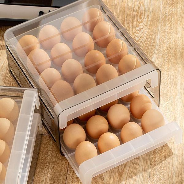 storage bottles & jars egg holder double-layer stackable 32 grids drawer box rack transparent organizer tray with vents
storage bottles & jars egg holder double-layer stackable 32 grids drawer box rack transparent organizer tray with vents