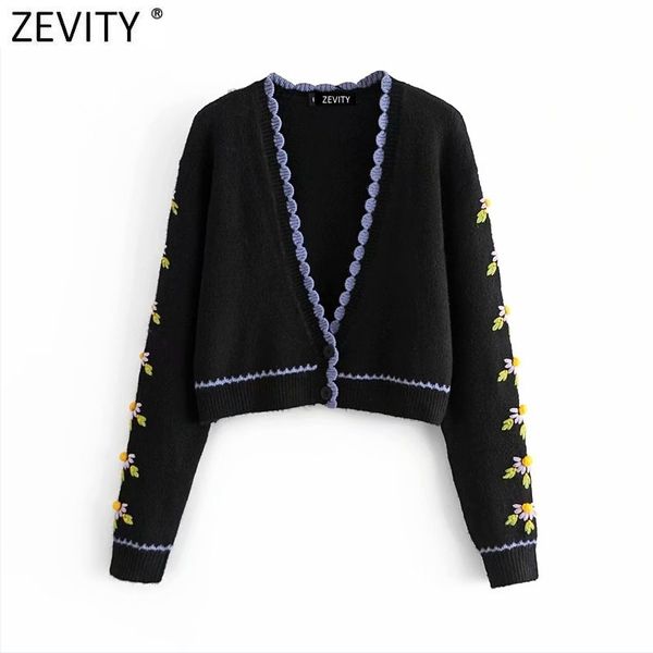 zevity women sweet flower embroidery appliques cardigans knitting sweater female chic deep v neck lace crochet short s576 210419, White;black
zevity women sweet flower embroidery appliques cardigans knitting sweater female chic deep v neck lace crochet short s576 210419, White;black