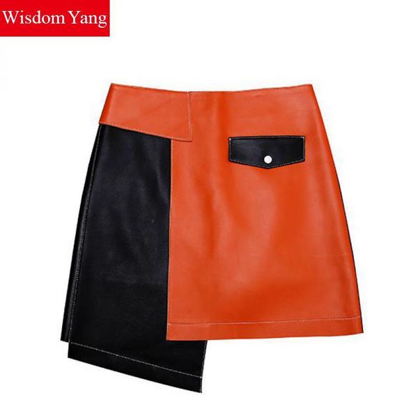 autumn sheepskin genuine leather short skirt high waiste orange pink mini skirts women party korean asymmetrical clothes, Black
autumn sheepskin genuine leather short skirt high waiste orange pink mini skirts women party korean asymmetrical clothes, Black