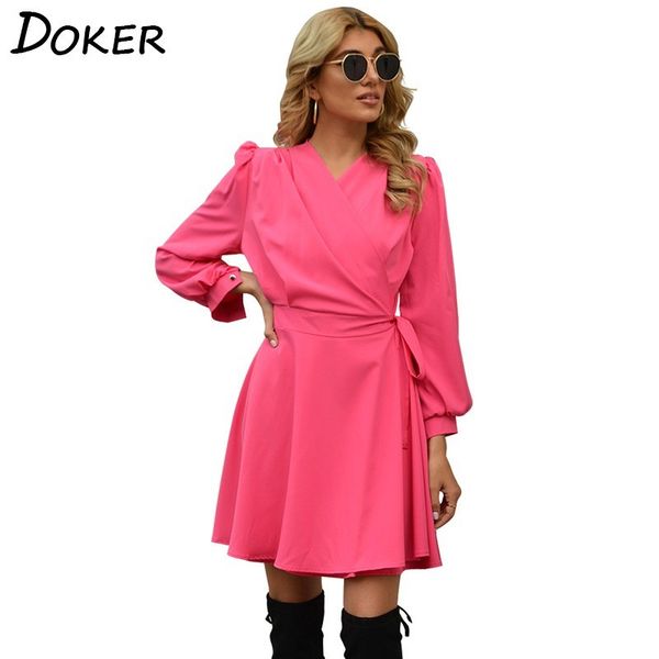 women long sleeve mini dress autumn winter fashion lace up v-neck plus size elegant party ladies dresses casual short dress 210423, Black;gray
women long sleeve mini dress autumn winter fashion lace up v-neck plus size elegant party ladies dresses casual short dress 210423, Black;gray