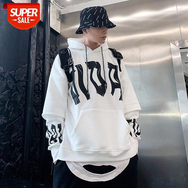 national tide graffiti letter printing stitching fake two-piece hooded sweater male street hip-hop plus velvet pullover #hf8t, Black
national tide graffiti letter printing stitching fake two-piece hooded sweater male street hip-hop plus velvet pullover #hf8t, Black