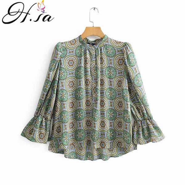 h.sa blouse for women green vintage loose oneck circle summer shirts floral printed fashion jumpers 210417, White
h.sa blouse for women green vintage loose oneck circle summer shirts floral printed fashion jumpers 210417, White