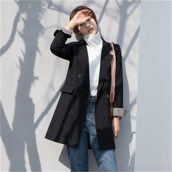fashion black suit jacket women 2021 spring autumn long blazers korean british style chic suits female b436 women's &, White;black
fashion black suit jacket women 2021 spring autumn long blazers korean british style chic suits female b436 women's &, White;black