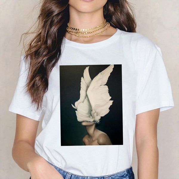 fashion short sleeve wings feather mens t shirt and womens surreal artwork printed soft white tees casual o neck, White;black
fashion short sleeve wings feather mens t shirt and womens surreal artwork printed soft white tees casual o neck, White;black