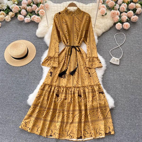 casual dresses autumn yellow printed long dress for women flare sleeve high waist ruffle a-line slim vestidos female maxi robe 2021, Black;gray
casual dresses autumn yellow printed long dress for women flare sleeve high waist ruffle a-line slim vestidos female maxi robe 2021, Black;gray
