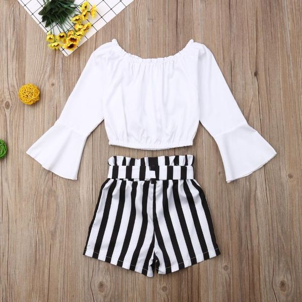 babygirls matching set toddler kids flared sleeve button t-shirt crop striped bow short pants autumn outfit 1-5t clothing sets, White
babygirls matching set toddler kids flared sleeve button t-shirt crop striped bow short pants autumn outfit 1-5t clothing sets, White