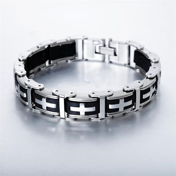 stainless steel silica gel silver color cross decorating bracelet bangle fashion trendy bracelets jewelry men link, chain, Black
stainless steel silica gel silver color cross decorating bracelet bangle fashion trendy bracelets jewelry men link, chain, Black