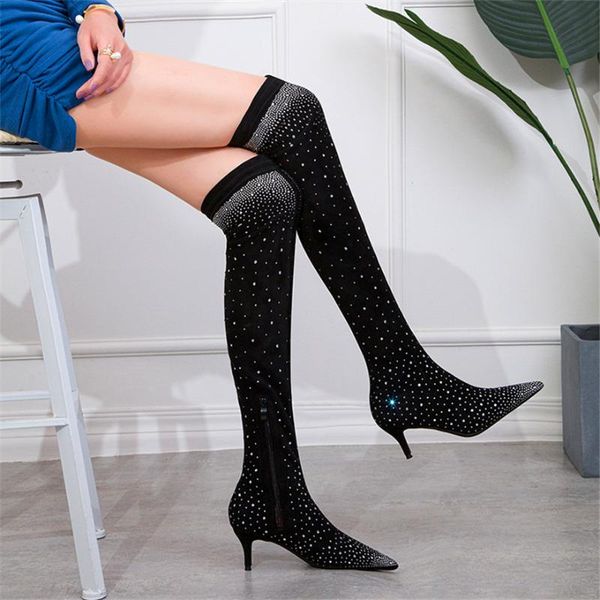 boots 2021 european thin women's fashion rivet pointed toe leather short woman high heels elastic knitting sock, Black
boots 2021 european thin women's fashion rivet pointed toe leather short woman high heels elastic knitting sock, Black