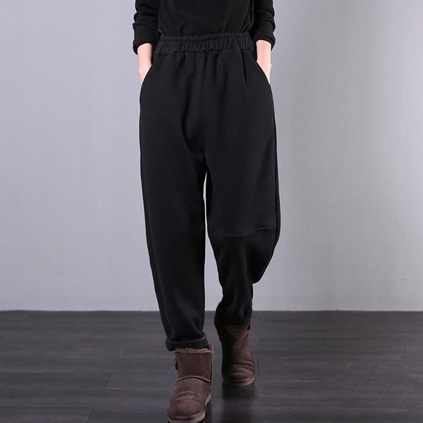 women's pants & capris winter women retro large size thicker casual trousers 2021 elastic waist pocket female all-match, Black;white
women's pants & capris winter women retro large size thicker casual trousers 2021 elastic waist pocket female all-match, Black;white
