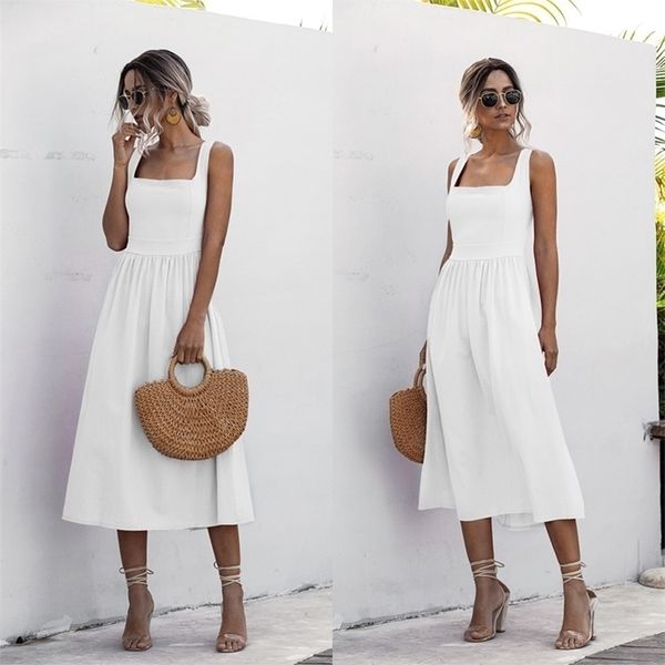 women long dress summer backless casual white black ruched slip midi sundresses ladies spaghetti strap vestido clothes 210409, Black;gray
women long dress summer backless casual white black ruched slip midi sundresses ladies spaghetti strap vestido clothes 210409, Black;gray