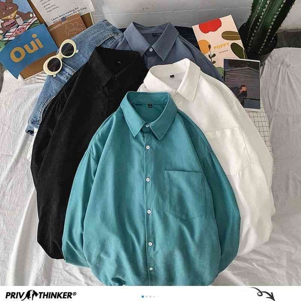 privathinker solid color oversized basic men's shirts harajuku men casual long sleeve shirt streetwear man blouse 210410, White;black
privathinker solid color oversized basic men's shirts harajuku men casual long sleeve shirt streetwear man blouse 210410, White;black