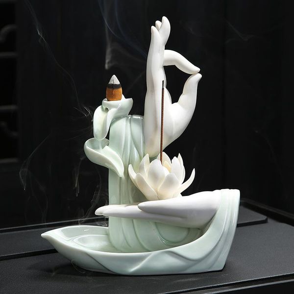 fragrance lamps ceramic incense burner buddha's hand smoke waterfall backflow elegant lotus buddhism home office crafts censer
fragrance lamps ceramic incense burner buddha's hand smoke waterfall backflow elegant lotus buddhism home office crafts censer