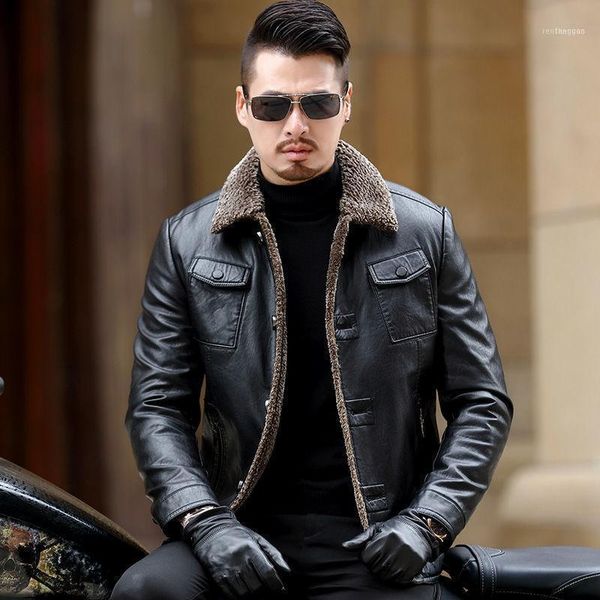 men's leather & faux winter 2021 haining jacket middle aged coat fur one short thickened sheep wear1, Black
men's leather & faux winter 2021 haining jacket middle aged coat fur one short thickened sheep wear1, Black
