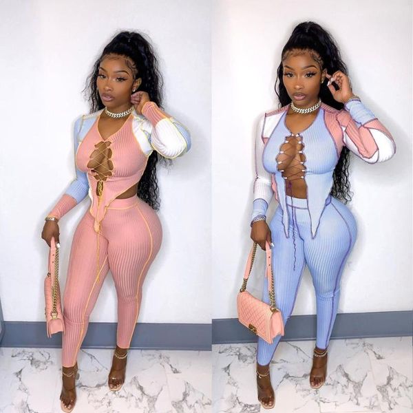women's two piece pants bandage irregular color patching high elastic two-piece suit fashion hollow out long sleeve waist, White
women's two piece pants bandage irregular color patching high elastic two-piece suit fashion hollow out long sleeve waist, White