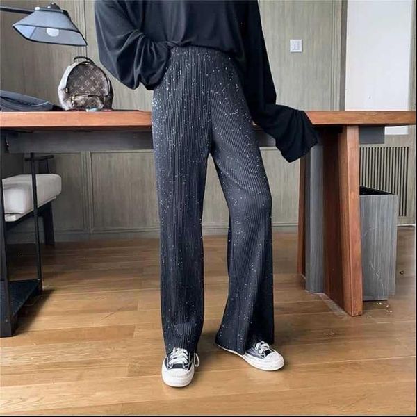 women capri bling summer wide leg pants casual elastic high waist loose long ruched woman trousers pantalon femme, Black;white
women capri bling summer wide leg pants casual elastic high waist loose long ruched woman trousers pantalon femme, Black;white
