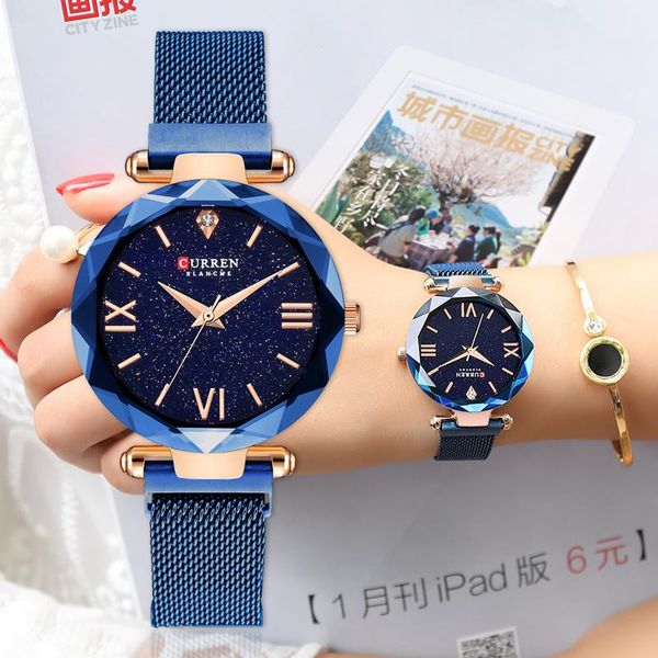 wristwatches curren women watches female simple fashion blue watch ladies quartz wristwatch waterproof clock gift for, Slivery;brown