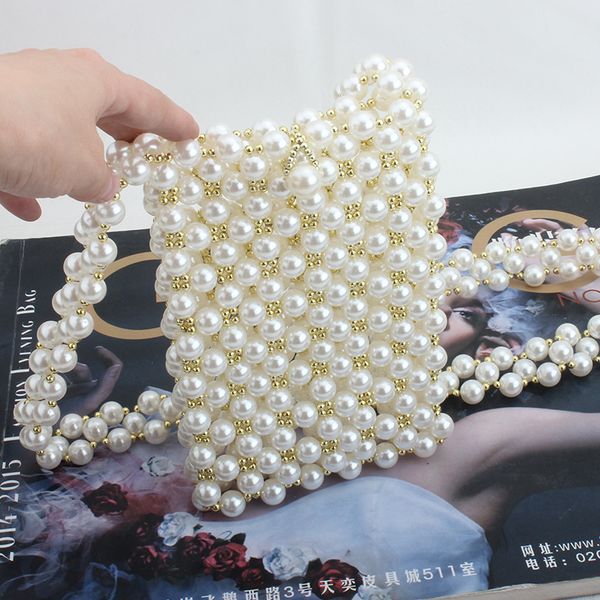 fashion evening bag pearl women's 2021 hand woven messenger
