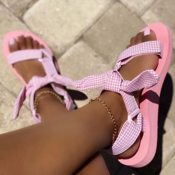 sandals bowknot beach shoes woman cute tie design hook loop casual women flat gingham open toe sandalia plataforma, Black
sandals bowknot beach shoes woman cute tie design hook loop casual women flat gingham open toe sandalia plataforma, Black