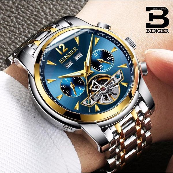 switzerland binger mechanical watches men's stainless steel automatic watch men sapphire clock waterproof relogio wristwatches, Slivery;brown
switzerland binger mechanical watches men's stainless steel automatic watch men sapphire clock waterproof relogio wristwatches, Slivery;brown