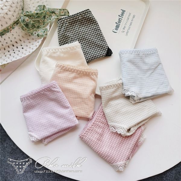 control # cute lattice cotton lace girl's low waist underwear, Black;pink