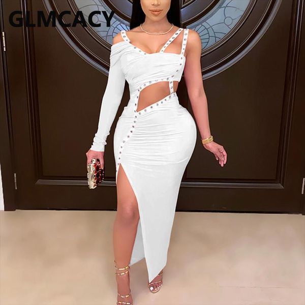 elegant one shoulder slim womens dress classy solid high slit evening party dresses, Black;gray
elegant one shoulder slim womens dress classy solid high slit evening party dresses, Black;gray