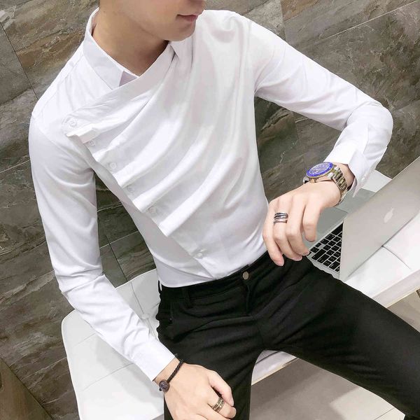 men's shirts autumn 2021 olid color trend peronalized lim barber handome caual buine wear, White;black
men's shirts autumn 2021 olid color trend peronalized lim barber handome caual buine wear, White;black