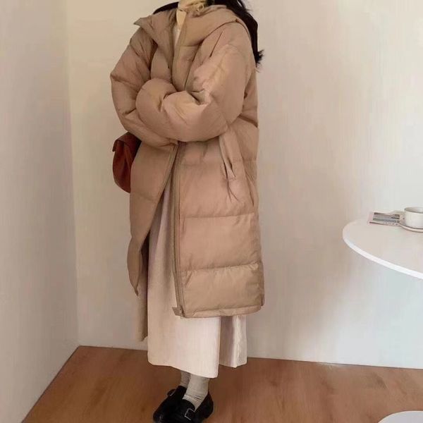 off season 2021 women's middle and long korean loose hooded minority thickened white down bread et winter, Black
off season 2021 women's middle and long korean loose hooded minority thickened white down bread et winter, Black
