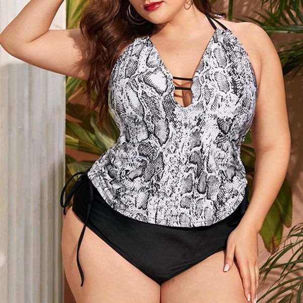 women's swimwear swimsuit women snake skin high waist belly showers large size separate bikini beachwear, White;black
women's swimwear swimsuit women snake skin high waist belly showers large size separate bikini beachwear, White;black