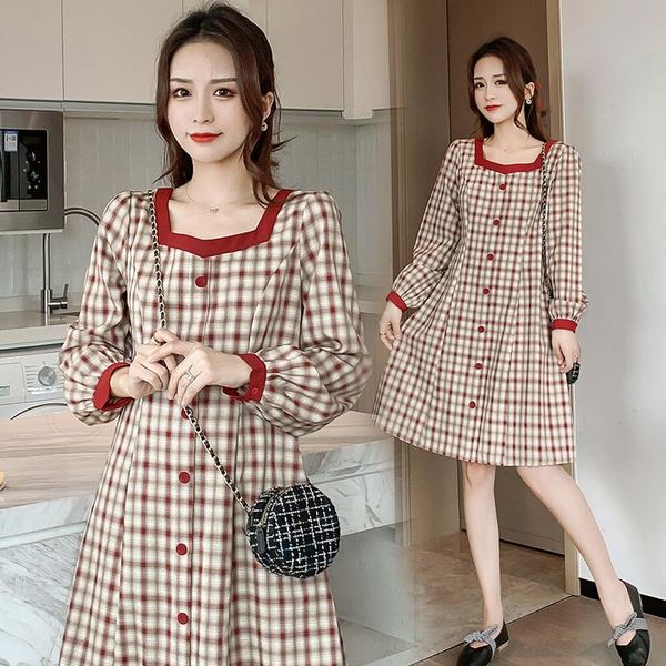 spring korean fashion plaid maternity nursing dress chic sweet a line long sleeve clothes for pregnant women pregnancy dresses, White
spring korean fashion plaid maternity nursing dress chic sweet a line long sleeve clothes for pregnant women pregnancy dresses, White